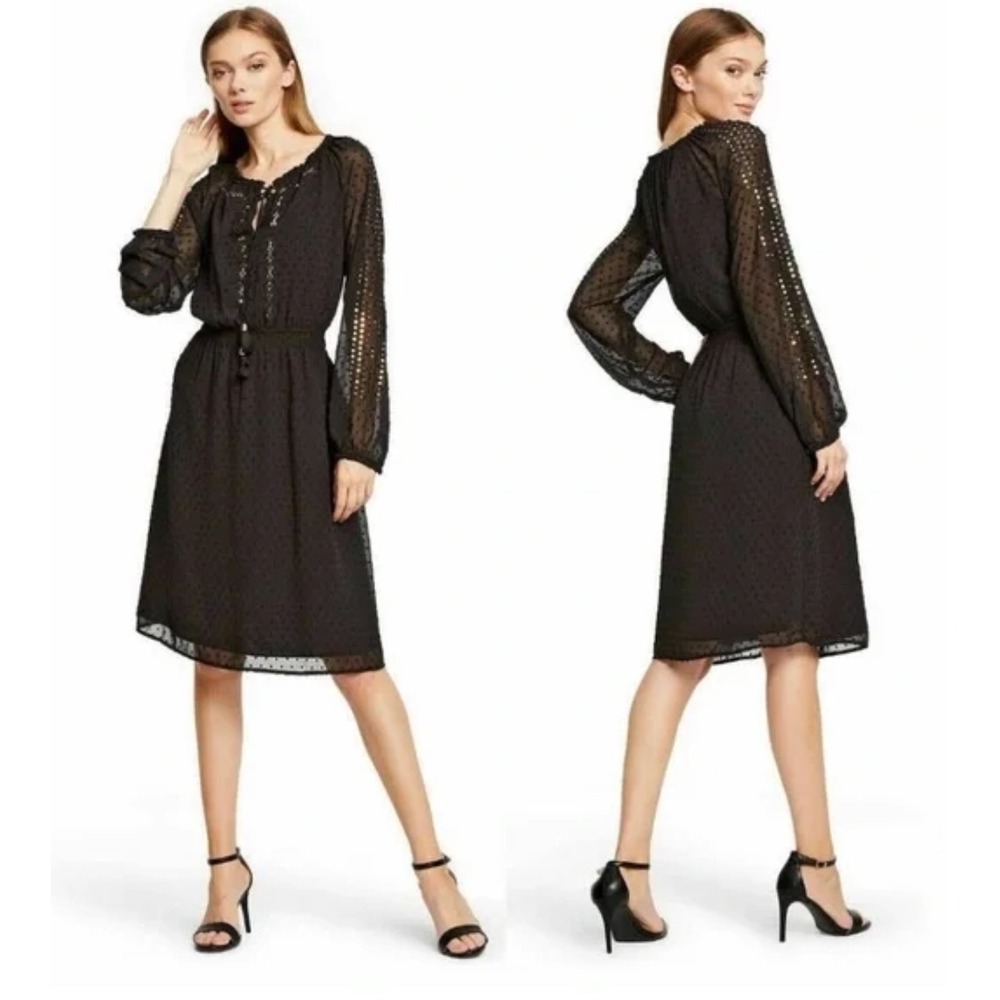 Altuzarra for Target‎ Black Swiss Dot Sequin Long Sleeve Dress Size 2